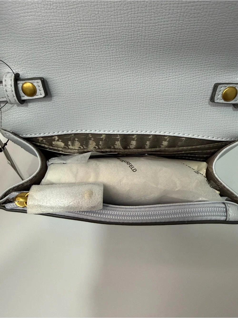 KARL LAGERFELD Light blue Crossbody Bag with Stud Accents